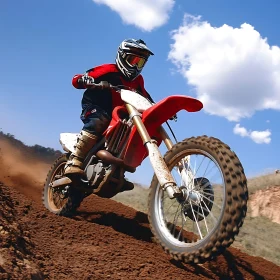 Red Dirt Bike Under Blue Sky