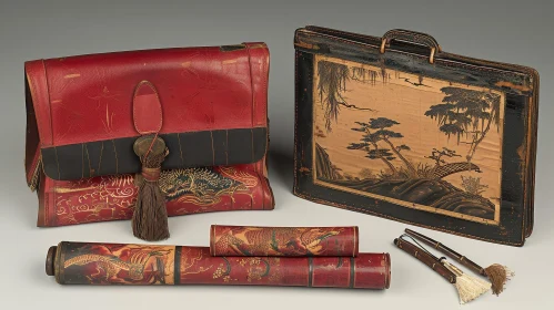 Exquisite Leather Bags with Painted Wooden Panels | Stunning Design
