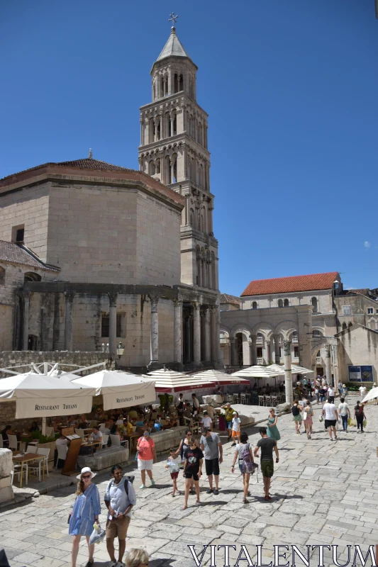 PHOTO Croatian Historic Site with Bell Tower and Market