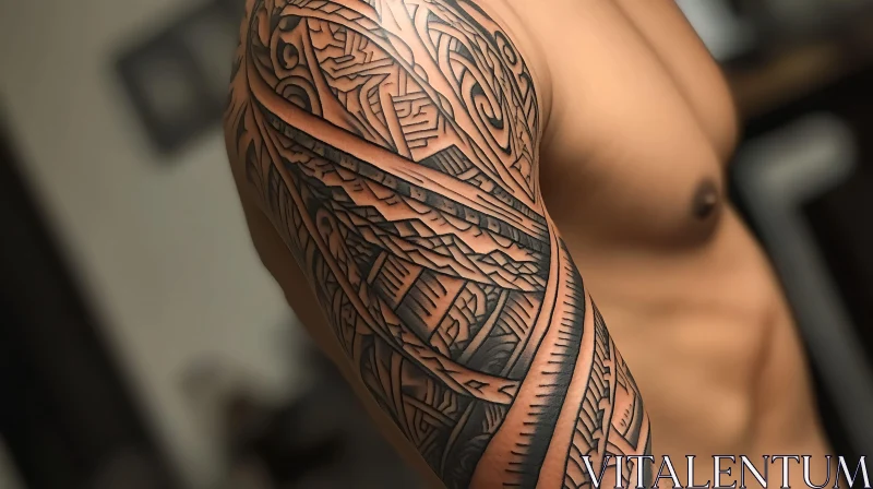 Geometric Tribal Arm Tattoo AI Image