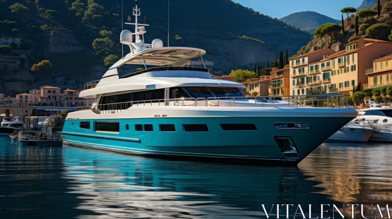 Luxury Yacht in a Town: A Captivating Marine View AI Image