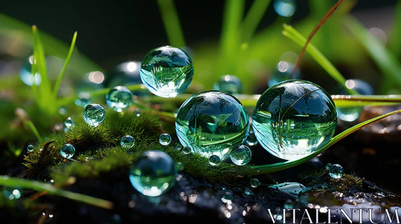 Nature-Inspired Imagery: Luminous Spheres on Moss AI Image