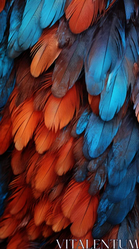 Vivid Color Palette: Close-up of Bird's Feathers AI Image