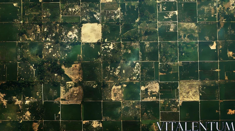 Green Fields Aerial Grid Pattern AI Image