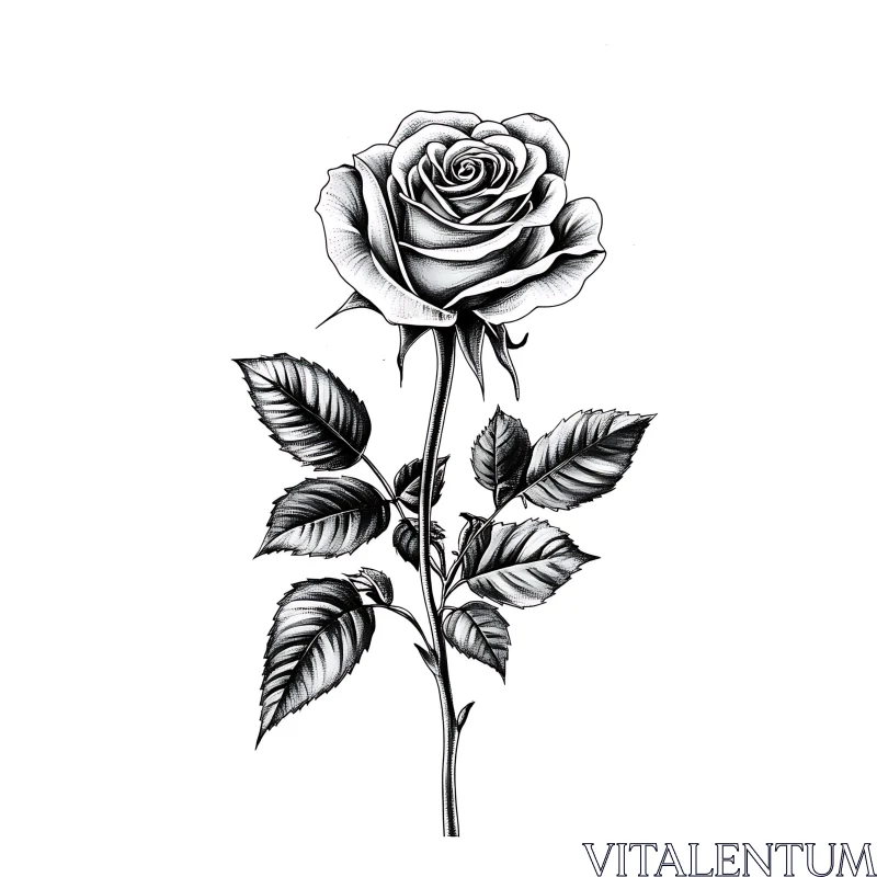 Detailed Rose Illustration AI Image