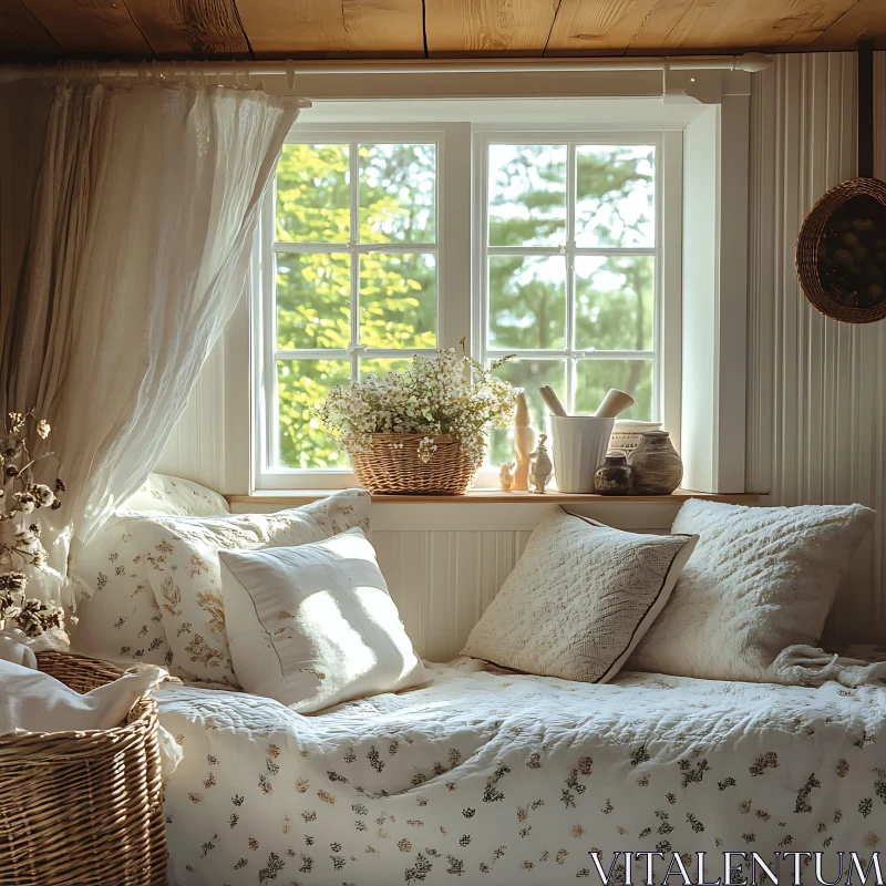 Cozy Home Interior with Natural Light AI Image