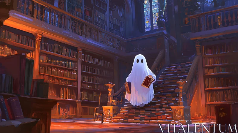 AI ART The Library Ghost