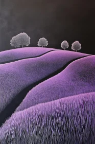 Monochromatic Lavender Field Art