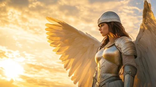 Female Angel with Wings and Armor
