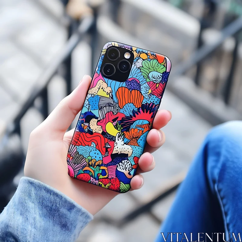 Colorful Abstract Phone Case AI Image