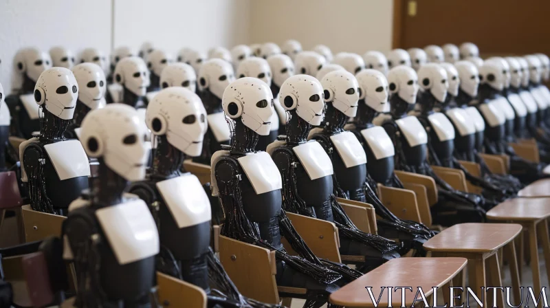 Automated Students: A Classroom of Robots AI Image