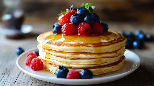 Stack of Pancakes with Fresh Berries