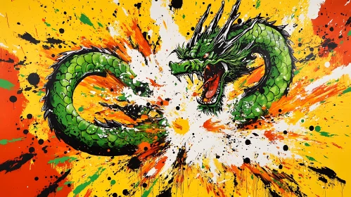 Dragon in Splatter Paint Style