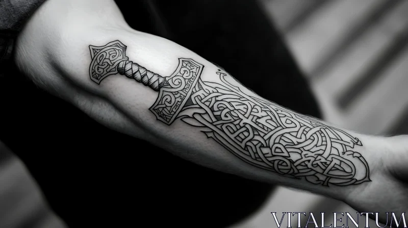 Celtic Knot Sword Tattoo on Arm AI Image