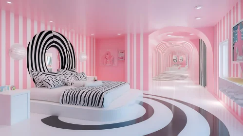 Modern Pink Striped Interior Design