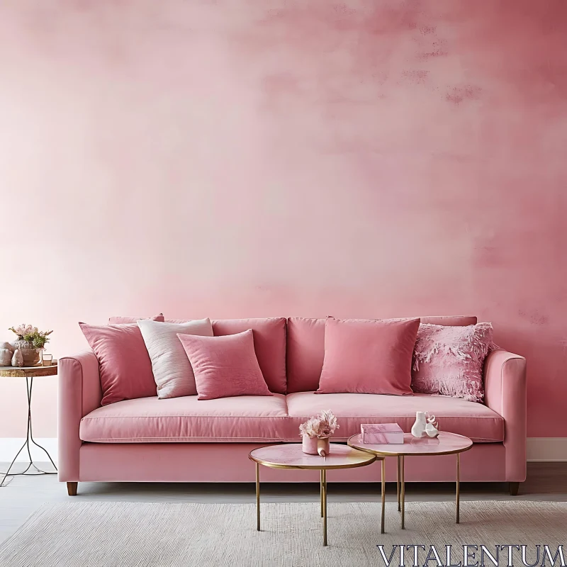 Blush Pink Living Room Setting AI Image