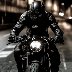 Motorcycle Rider at Night