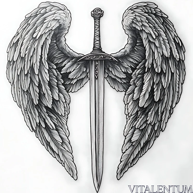 AI ART Winged Sword Illustration