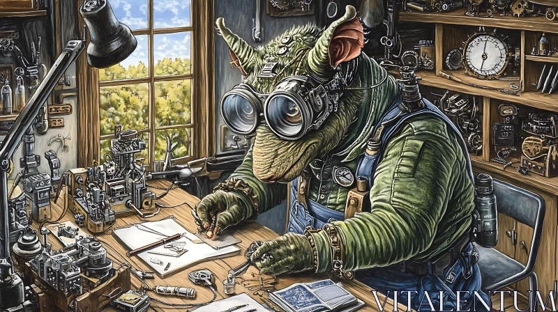 AI ART Monster Crafts Gadgets in Steampunk Style