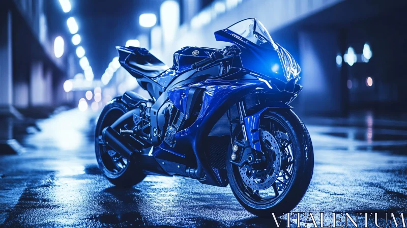 Midnight Blue Motorcycle AI Image