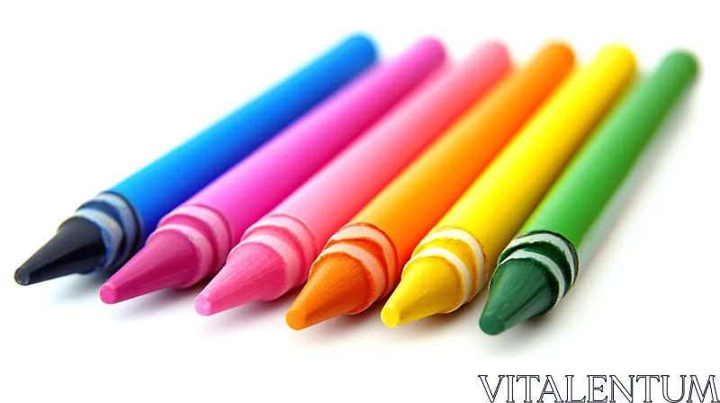 Rainbow Crayons on White Background AI Image