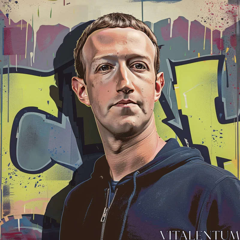 AI ART Digital Art of Mark Zuckerberg with Urban Graffiti