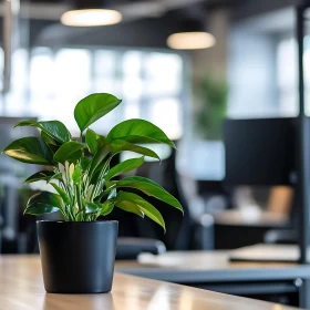 Office Decor with Potted Green Plant