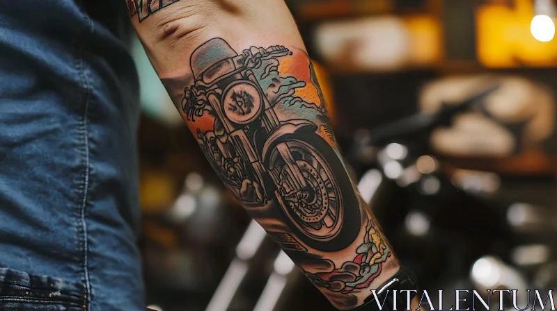 Detailed Biker Tattoo Illustration AI Image