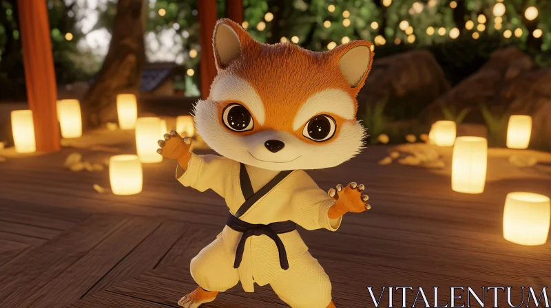 AI ART Cute Fox Practicing Martial Arts