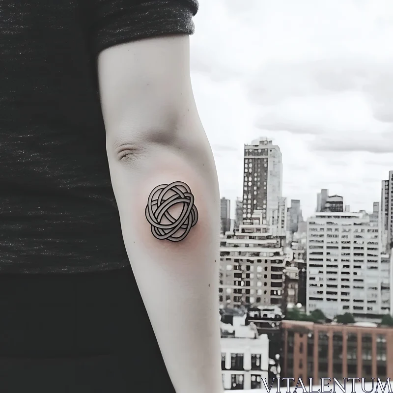 Geometric Tattoo in City Setting AI Image