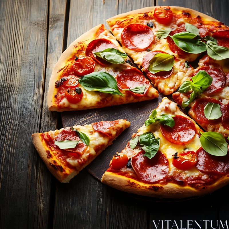 Delicious Pepperoni Pizza with Fresh Toppings AI Image