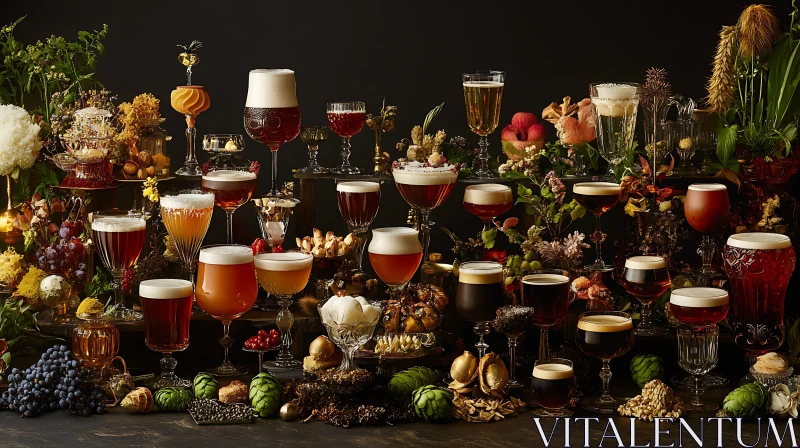 Artistic Beer Glasses Arrangement AI Image