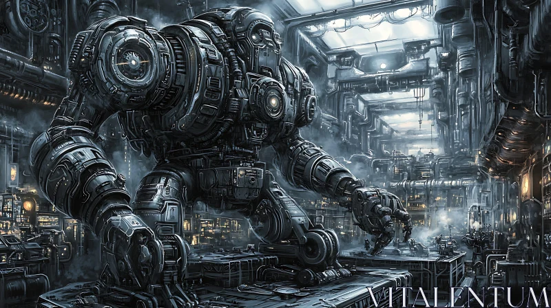 Colossal Robot in Industrial Setting AI Image