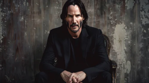 Intense Portrait of Keanu Reeves