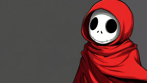 Cartoon Skeleton with Red Hood Artwork