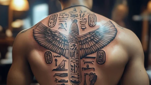 Ancient Egyptian Symbol Tattoo with Wings