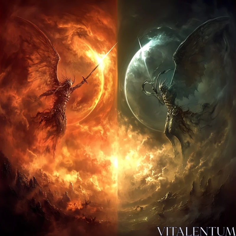 AI ART Celestial Battle: Angel vs. Demon