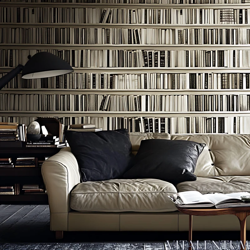 Cozy Interior Design with Books AI Image