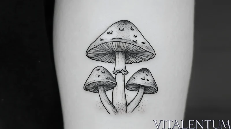 Artistic Mushroom Tattoo Design AI Image