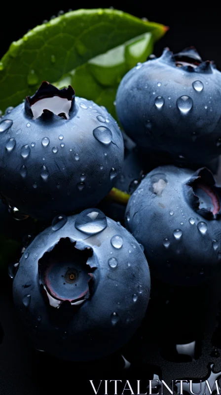 Captivating Blueberries with Water Drops - Nature's Meticulous Design AI Image