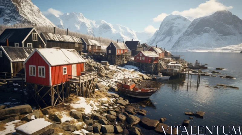 Captivating Red Cottage on the Shore | Unreal Engine | Industrialization AI Image