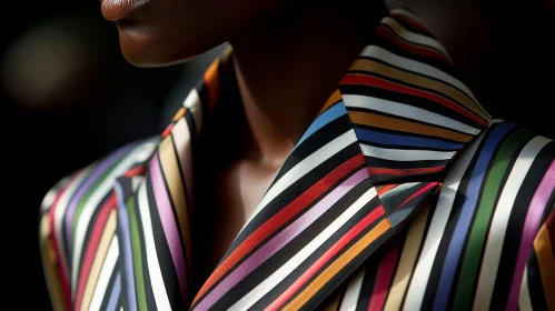 Close-Up of a Multicolored Striped Suit Jacket for Women
