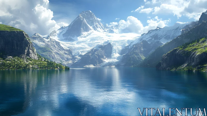 AI ART Tranquil High-Altitude Lake with Stunning Reflections