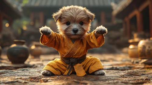 Zen Puppy in Robe