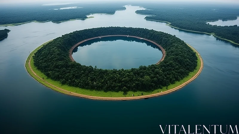 Discover the Breathtaking Beauty of a Circular Island in Nature AI Image