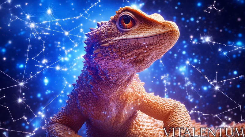 AI ART Lizard in the Starry Sky