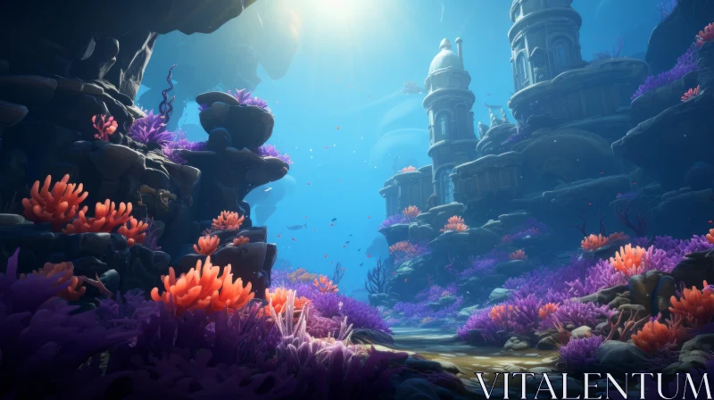 Fantasy Underwater World in 2D Game Art Style AI Image