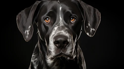 Monochrome Dog Portrait Against Black Backdrop