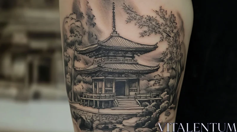 Serene Traditional Japanese Tattoo AI Image