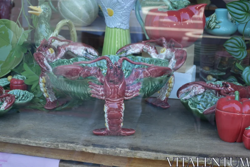 Lobster-Themed Ceramics Showcased Free Stock Photo